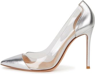 EDEFS Womens Pointy Toe Metallic High Heel Court Shoes Stilettos Pumps Party Wedding Dress Shoes Silver EU39