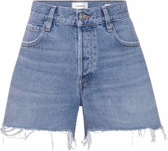 Frame Denim Womens The Long Hang Short In Medium Blue Wash