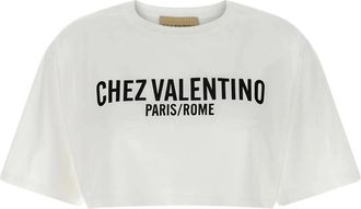 Valentino Garavani T-shirt met ronde hals en print op de borst - Dames - T-shirts - Wit - S - Katoen - Tops