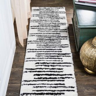 Jonathan Y Designs Petra Stripe Geometric Shag Area Rug