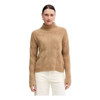 Benetton Truien & Vesten, Dames, Beige, L, Wol, Gebreide trui met hoge hals
