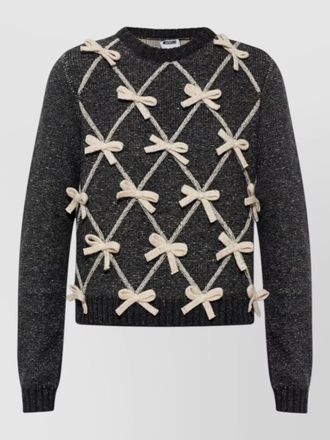 Moschino knit top crew neck bow detail