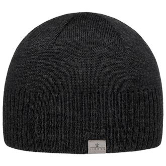 Lierys KNITH Beanie Fine Rip Merino Beanie Fleece Lined Autumn Winter Men Anthracite One Size