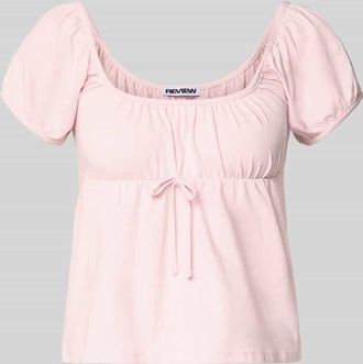 Review T-Shirt im Allover-Look mit Schn&uuml;rung in Rose, Gr&ouml;&szlig;e XL