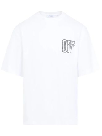 Off-white White Short-Sleeve Tee with Distressed Arrow Graphic