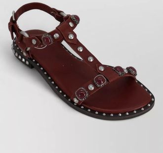 Ash podium leather ankle strap studded sandals