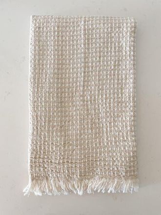 Anaya with Love 2 Tone Turkish Cotton Waffle Bath Towel in Natural Beige at Nordstrom