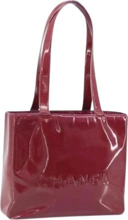 Chanel Pre-owned Tote Bags, female, Red, Size: ONE SIZE Pre-owned Vintage Patent Leather Tote Bag