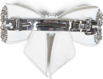 Self Portrait Womens Hair Clip Crystal Bow White Polyester Accessories