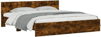 vidaXL Estructura de cama con cabecero roble ahumado 180x200 cm Vidaxl