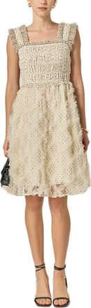 English Factory Frill Detail Polka Dot Dress in White/Black at Nordstrom, Size X-Small