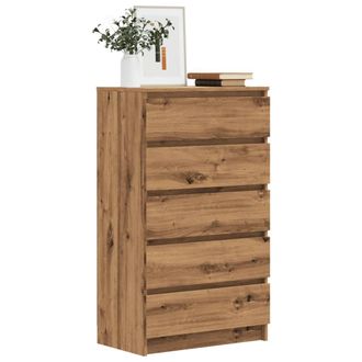 Berkfield Home Drawer Cabinet Artisan Oak 60x36x103 cm Engineered Wood in Brown | Size: 60 x 36 x 103 cm