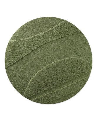 Wecon Home Alfombra de ba&ntilde;o redonda en relieve verde oliva &Oslash;80