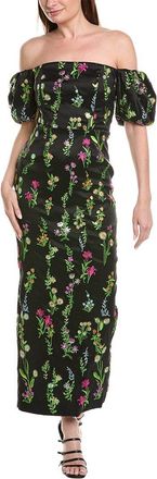 Milly Nira Bloom Embroidery Off The Shoulder Maxi Dress