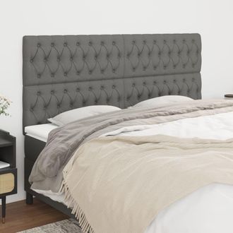 vidaXL Cabeceros 4 Unidades De Tela Gris Oscuro 90x7x78/88 Cm Vidaxl