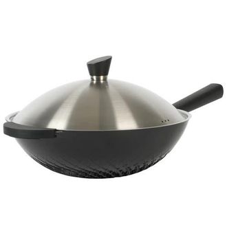 Kenmore Eugene 13 Inch Nonstick Cast Alumium Wok with Stainless Steel Lid in Black at Nordstrom
