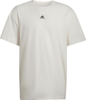 adidas Solid Color Sports Round Neck Short Sleeve Beige HE4368