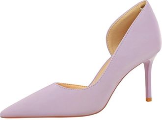 Generic Women Pointed Toe High Heel Stiletto Pumps 7CM Satin Cut-Out Wedding Evening Party Court Shoes (Purple,11.5)