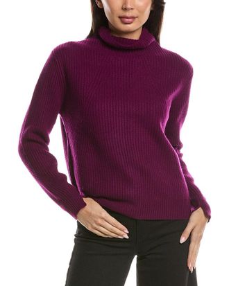 Fort&eacute; Cashmere Fashioned Rib Funnel Neck Cashmere Sweater