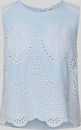 More & More More & More Blusentop mit Lochspitze in Hellblau, Gr&ouml;&szlig;e 38