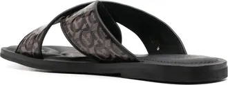 Ferragamo Gancini Crossover Strap Sandals - Black