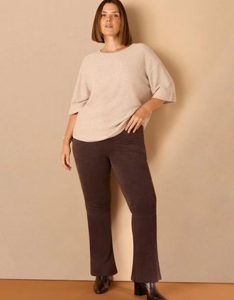 Live Unlimited London Womens Chocolate Brown Suede Bootcut Trouser - Size: 24