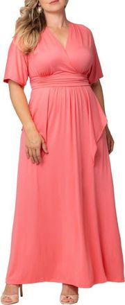 Kiyonna Indie V-Neck Fit & Flare Dress in Coral at Nordstrom, Size 1X