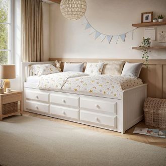 Flair Montana Captains Bed with Drawers in White | Size: Single