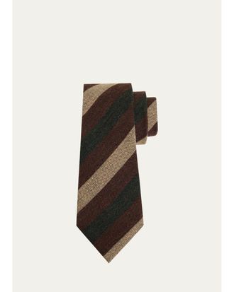 Ermenegildo Zegna Mens Wide-Stripe Wool Tie