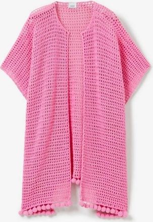 Burberry Crochet Technical Cotton Cape in Bubblegum Pink
