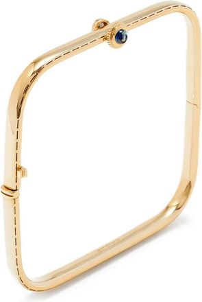 Yvonne Léon 9kt Yellow Gold Jonc Gousset Diamond And Sapphire Bracelet - Womens - 9kt Yellow Gold/Grey Diamond/Blue Sapphire