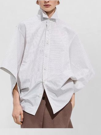 Bottega Veneta cotton high-neck wide-sleeve poplin shirt