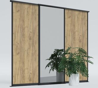 OEM Puertas Correderas De Armario 265 X 260 Cm, 2x Roble Artesanal, 1x Espejo