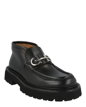 Ferragamo Mens Geffer 2 Gancini Ankle Boots In Black