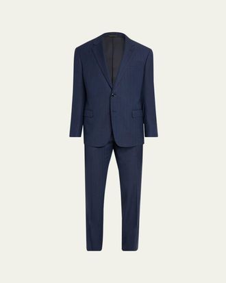 Giorgio Armani Mens Soft Line Chevron Single-Breasted Suit