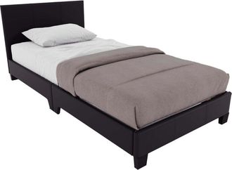 Home Discount Lisbon Single Faux Leather Bed with Gel Memory Foam Pocket Spring Mattress, Black