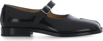 Maison Margiela Black Tabi Polished Leather Mary-Jane Flats