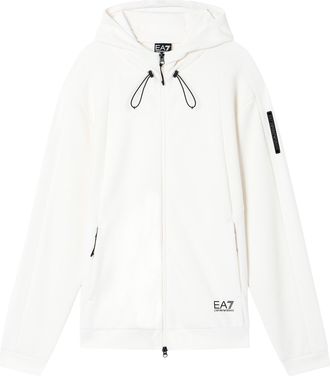 Emporio Armani Zip-Up Hoodie with Mesh Inserts and Logo Detail