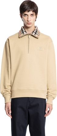 Burberry Check Collar Cotton Half-zip Sweatshirt