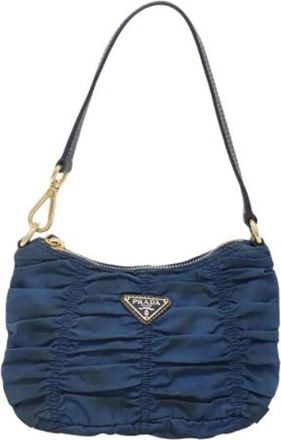 Prada Pre-owned Mini Bags, female, Blue, Size: ONE SIZE Pre-owned Nylon Mini Bag