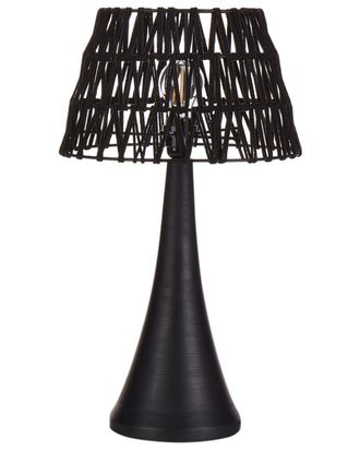 Beliani L&aacute;mpara de mesa madera de mango negro