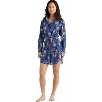 Vilebrequin Womens Eyes Of The Wind Cotton Silk Shirt Dress in Minuit at Nordstrom, Size X-Small