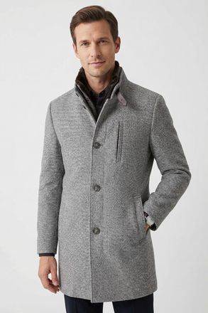Cinque Kurzmantel CINQUE CIARSENAL, Herren, Gr. 106, grau (hellgrau), Web, Obermaterial: 60% Wolle, 25% Polyester, 10% Polyamid, 5% sonstige Fasern, slim fit