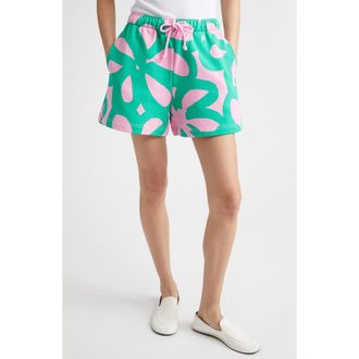 Marimekko Miksaus J&auml;ttikukka Kioski Sweat Shorts in Light Pink Green at Nordstrom, Size Xx-Small