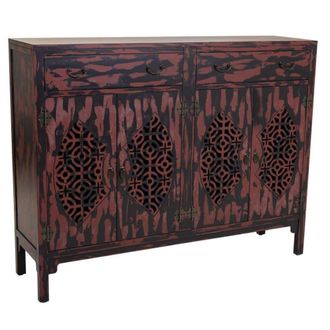 Wanderlust Deco Aparador de madera rojo 136x36x106