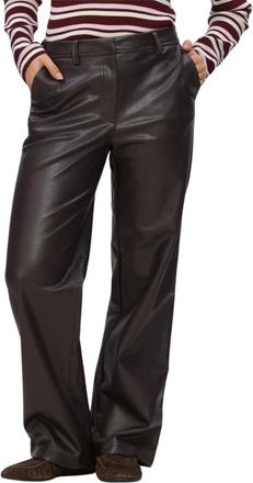 Object Objliva MW Wide Pants Noos - Dames - Wijde Broeken - Bruin - W34 - Polyester - Broeken