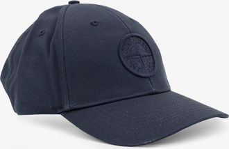 Stone Island Mens Cotton Cap With Front Logo Blue Hat
