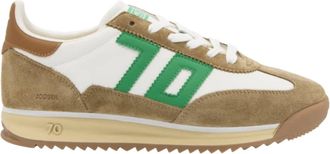 Back70 Womens Jogger Sneakers In White Camel Green