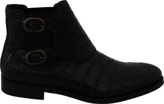 Dolce & Gabbana Enkellaarsjes - Heren - Enkellaarsjes - Zwart - 44 EU - Katoen - Schoenen