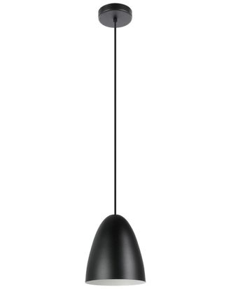 Eglo Eglo Sarabia 1 Light Pendant With Black Exterior & Matte White Interior Metal Shade